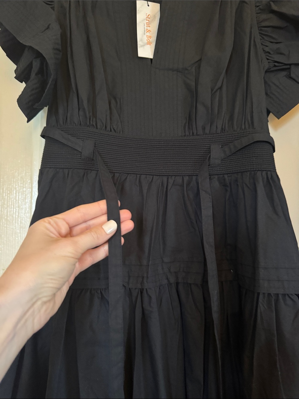 Strut & Bolt 100% Cotton Black Midi Dress - Picture 7 of 9